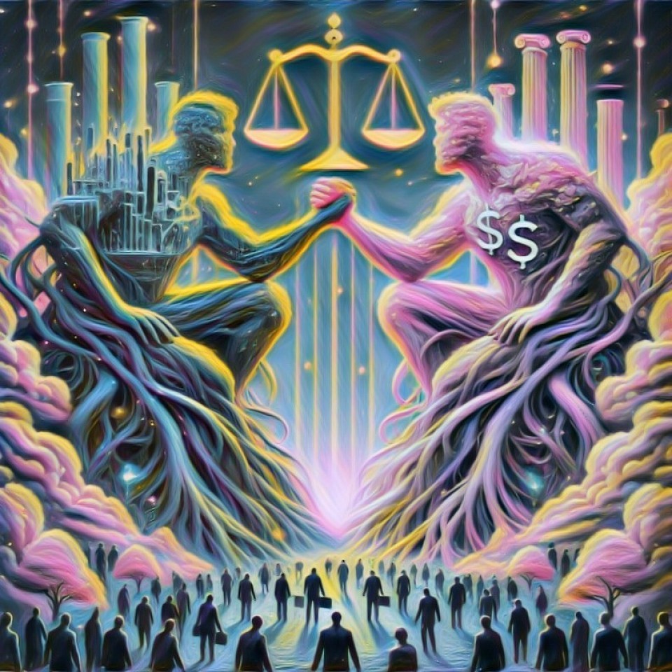 image representing the erosion of the balance of power between private capital and public governance