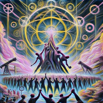 image focusing on the means of production as the source of power