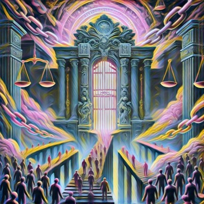 interpretive image symbolizing the monopoly of the legal system